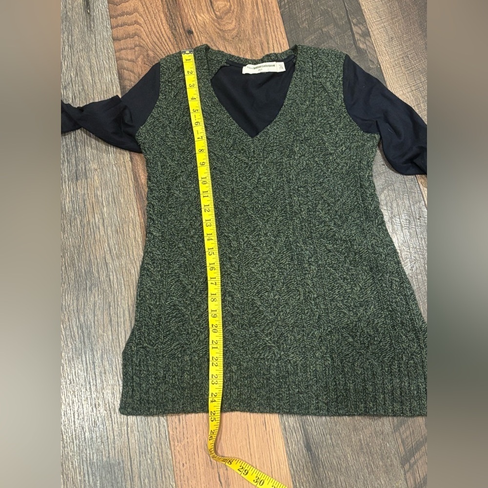 Pilcro and the Letterpress byAnthropology Green/Navy Cable Knit V-Neck Sweater - Picture 13 of 15